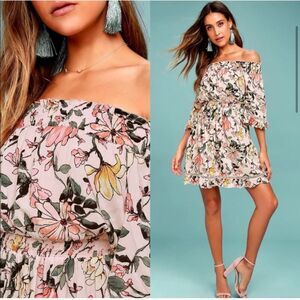 Lulus pink floral small mini dress pink flowy